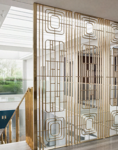 Vàng trang trí phòng ăn chia màn hình bespoke thiết kế thanh lịch nhà hàng hội trường nền tảng nghệ thuật bảng phân vùng - Product Image 1