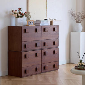 Armoire modulaire moderne en bois massif vintage <span class=keywords><strong>Carmen</strong></span>, table de chevet créative avec 2 tiroirs, porte à panneaux, chambre à coucher, salon, maison de luxe - Product Image 5