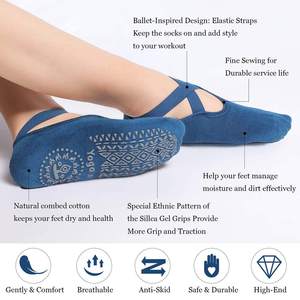Chaussettes de yoga antidérapantes en promotion, chaussettes de Pilates, chaussettes à grip antidérapant pour femmes, pour Pilates, ballet, entraînement pieds nus avec sangles - Product Image 2