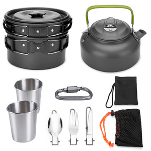 Ensemble de cuisine d'extérieur 4-5L antiadhésif portable avec casseroles, poêles et ustensiles pour la randonnée et les voyages - Product Image 5