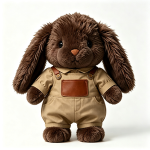 Peluche <span class=keywords><strong>Coniglio</strong></span> Personalizzato, Morbido Pupazzo con Orecchie Cadenti, Vestito con Salopette Color Kaki, Simpatico Peluche Marrone per Bambini, Regalo, Giocattolo di Peluche a Forma di <span class=keywords><strong>Coniglio</strong></span> - Product Image 2