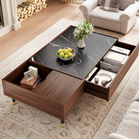 Maßgefertigter Holz-Tee- und Kaffeetisch mit Rauchglas-Schublade, Stilvolles Akzentmöbel für Apartment, Lounge und Studio