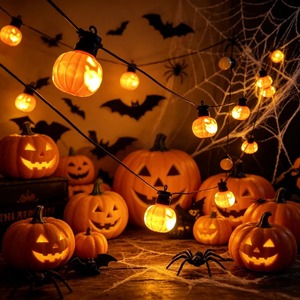Guirlande lumineuse à piles en forme de citrouille d'Halloween, guirlande LED festive en forme de citrouille pour la maison, les fêtes et le jardin - Product Image 4