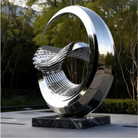 Sculpture circulaire moderne en acier inoxydable soudé pour place publique extérieure, parc, centre commercial – Taille personnalisée disponible