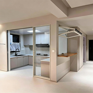 Puerta Corredera de Cierre Suave <span class=keywords><strong>con</strong></span> Marco Delgado Negro para el Hogar, Sala de Estar, Interior, Dormitorio, Cocina, Puerta Corredera de <span class=keywords><strong>Vidrio</strong></span> y Aluminio para Balcón - Product Image 2