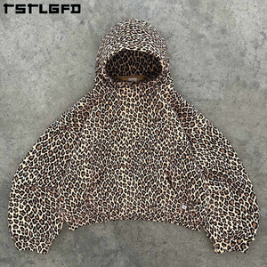 Custom Over Digital Hunting Camo Hoodie Pullover Hombres Heavyweight 480gsm 500gsm All Over DTG Leopard Printed Boxy Hoodie Hombres - Product Image 1