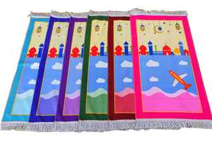 Tappeto di preghiera <span class=keywords><strong>per</strong></span> bambini arabo tappetino di preghiera islamico <span class=keywords><strong>per</strong></span> bambini Ramadan regalo personalizzato tessuto borsa cartone animato soggiorno in poliestere - Product Image 5