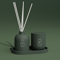 C & H Ensemble de bocaux à bougie en céramique blanc mat moderne Diffuseur de parfum de luxe Bouteille vide