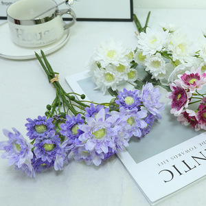 Bouquet de marguerites en soie artificielle, violet clair, 3 grandes fleurs, décoration pour la maison et les mariages - Product Image 3