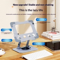 Support de tablette pliable réglable en hauteur, entièrement métallique, rotatif, pour iPad, ordinateur, téléphone, bureau, support d'ordinateur pliable