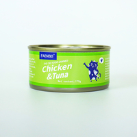 Snacks pour chat en conserve, 170g, saveur de poulet, thon, saumon, cod, OEM, bon prix, fournisseur d'aliments pour animaux de compagnie