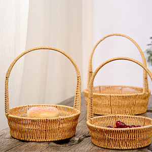 Panier <span class=keywords><strong>de</strong></span> pique-nique en rotin tressé pour collations, cueillette <span class=keywords><strong>de</strong></span> légumes en extérieur, panier à fleurs et <span class=keywords><strong>fruits</strong></span> à main, idéal pour un <span class=keywords><strong>cadeau</strong></span> - Product Image 3