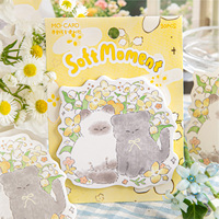 Blocs-notes autocollants en papier kraft blanc, série Chat et Fleur, motifs de dessins animés, réutilisables, pour étudiants, journaux, messages, papeterie de bureau
