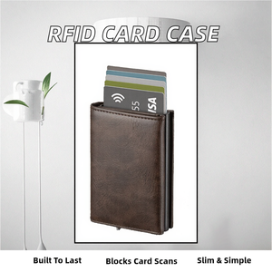 Wriza TILONSTAR Men <b>RFID</b> Blocking Credit Card <b>Wallet</b> with Front Pocket Aluminum Cowhide Leather Minimalist Design - Product Image 5