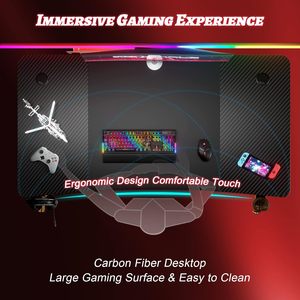 <span class=keywords><strong>Scrivania</strong></span> da Gaming Extra Spaziosa 140 X <span class=keywords><strong>60</strong></span> <span class=keywords><strong>cm</strong></span> in MDF con Tappetino per Mouse, Portabicchieri e Gancio per Cuffie, Nera - Product Image 3