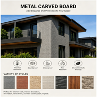 Panneau décoratif extérieur en métal sculpté, léger, isolé en PU, gaufré, pour mur extérieur de bâtiment commercial