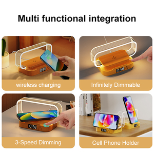 Đèn ngủ thông minh <span class=keywords><strong>mini</strong></span> cảm ứng điều chỉnh độ sáng bằng giọng nói, sạc không dây, tích hợp đồng hồ để bàn phòng ngủ - Product Image 4