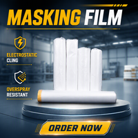 Film de masquage PE pré-adhésif électrostatique pour protection contre les projections de peinture, idéal pour la peinture automobile et la rénovation de maisons