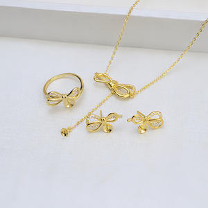 DIY Accessories Set S925 Silver Pendant Earnail <b>Ring</b> Bow with Pearl <b>Jade</b> Agate Empty Tray-1365 Fashion Jewelry Set - Product Image 2