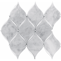 Mosaïque murale intérieure en marbre blanc Carrara, motif goutte d'eau, pierre de villa européenne, jet d'eau, Bianco Chic Thassos Dots