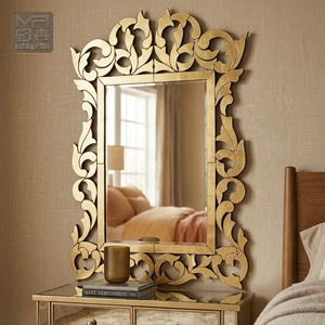 Espejo de <span class=keywords><strong>Pared</strong></span> <span class=keywords><strong>Veneciano</strong></span> de Vidrio <span class=keywords><strong>con</strong></span> Borde Dorado Moderno MR-201363, Decorativo para Sala de Estar, Venta al por Mayor - Product Image 1