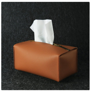 Boîte à mouchoirs de style nordique, boîte à mouchoirs carrée en cuir, couvercle pour mouchoirs domestiques, sac à mouchoirs en cuir, personnalisable. - Product Image 4
