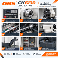 Tour CNC horizontal de précision CK6130, diamètre de tournage 300 mm, alésage de broche 52 mm, 3000 tr/min, commande GSK 980TDi, tourelle à 4 postes