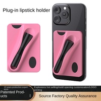 Étui de téléphone en silicone de luxe avec fente pour carte, support de téléphone, design antichoc, support à rouge à lèvres créatif, logo personnalisable pour