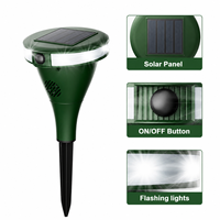 Répulsif d'animaux solaire étanche IP44 avec technologie ultrasonique et couverture à 360° °   Lampe torche visuelle