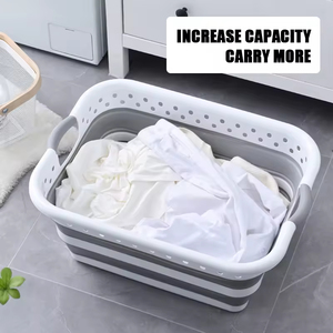 Cesto per Bucato Pieghevole <span class=keywords><strong>da</strong></span> 38L, Grande Capacità, in Plastica con Manici per Casa e <span class=keywords><strong>Bagno</strong></span> - Product Image 1