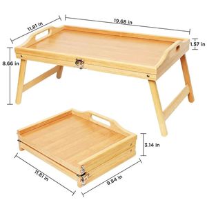 Table de petit-déjeuner pliable en bois Yilan avec plateau, table portable pour lit et canapé, pour servir les aliments - Product Image 2