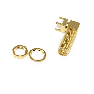 23mm Right Angle Long Thread Female Jack SMA Coaxial Connector For PCB