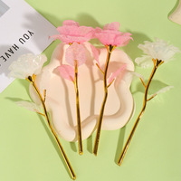 Grensoverschrijdende explosies 18CM Plastic Simulatie Kleurrijke Rozenboeket Lichtgevende Eeuwige Bloemdecoraties Foto Valentijnsdag