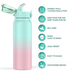 Customized Gradual Stainless Steel Double Wall Insulated Vacuum <b>Flask</b> Powder Coated Metal Water Bottle - Product Image 4