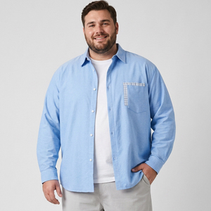 Chemise Oxford en coton tissé pour hommes grandes tailles, décontractée, respirante, coupe ample, manches longues, poche poitrine, 6XL 7XL 8XL 9XL 10XL - Product Image 1