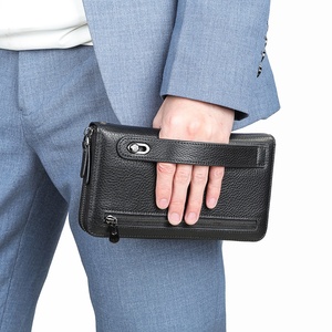 Borsa a Mano per Telefono in Pelle di Vacchetta Personalizzata per <span class=keywords><strong>Uomo</strong></span>, Portafoglio Lungo con Cerniera alla Moda, Porta Carte con Cinturino da Polso in Vera Pelle - Product Image 1