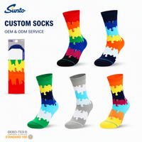 Chaussettes de sport athlétiques personnalisées en jacquard, motif dessin animé, motif peinture goutte à goutte, colorées, streetwear