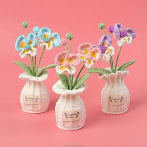 กระถางดอกไม้ถักโครเชต์ทำมือจากไหมพรม สำหรับตกแต่งบ้าน ในโอกาสรับปริญญา วันพ่อ หรือวันฮาโลวีน - Product Image 1