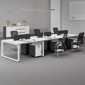 Bureau d'ordinateur Saint-Leste, poste de travail modulaire avec tiroir et cloison, combinaison chaise de bureau et bureau pour employé - Product Image 4