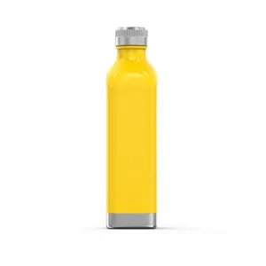 New Design Powder Coated Double Wall Vacuum Insulated Thermo Stainless Steel Square Cola Water Bottle Sport