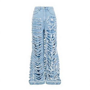 Jeans vintage en coton de haute qualité, coupe droite, style streetwear, fabricant OEM, logo personnalisé, denim délavé - Product Image 3