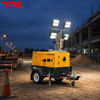 70L Kraftstofftank Diesel-Lichtturm 4*350W LED 9m 9-Sektionen-Mast Turmleuchten Dieselmotor für Camping Outdoor-Veranstaltungen