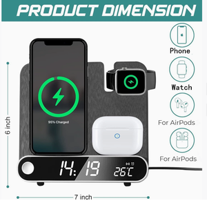 2025 support multifonction de produit tendance avec Station de thermomètre pour iphone chargeur sans fil magnétique 3 en 1 avec réveil - Product Image 5