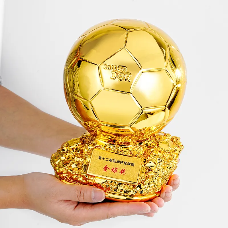 Trofeos de fútbol Trofeo de resina Personalizado Golden Ball Shooter Award Ganadores de competiciones deportivas