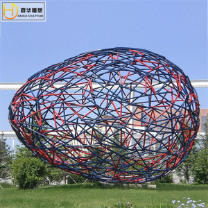 Sculpture géométrique abstraite en acier inoxydable Jiahua, installation artistique faite à la main pour l'extérieur, à poser au sol - Product Image 5