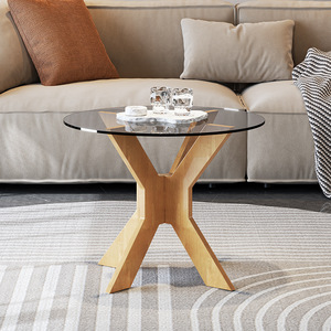NKAHS Durable Tempered Glass Solid Wood <b>Coffee</b> <b>Table</b> Modern Light Luxury Minimalist Creative End <b>Table</b> Movable Italian Style - Product Image 5