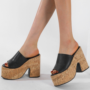 2025 Women's Waterproof Outdoor 12CM High Heel Leather Wedge Sandals Breathable Round Toe EVA Summer <b>Shoes</b> - Product Image 4