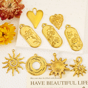 Colgantes de acero inoxidable con forma de corazón y flor de sol, formas mixtas para hacer collares, componentes de joyería DIY - Product Image 1