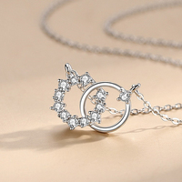 Bijoux fins Stock diamant Zircon Double anneau croix pendentif 925 collier en argent Sterling pour femmes filles