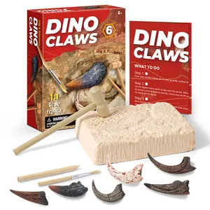 لعبة جذع تعليمية للأطفال من 6 قطع, من مجموعة الحفريات الصغيرة للتنقيب عن علم الأثار على شكل مخلب ديناصور